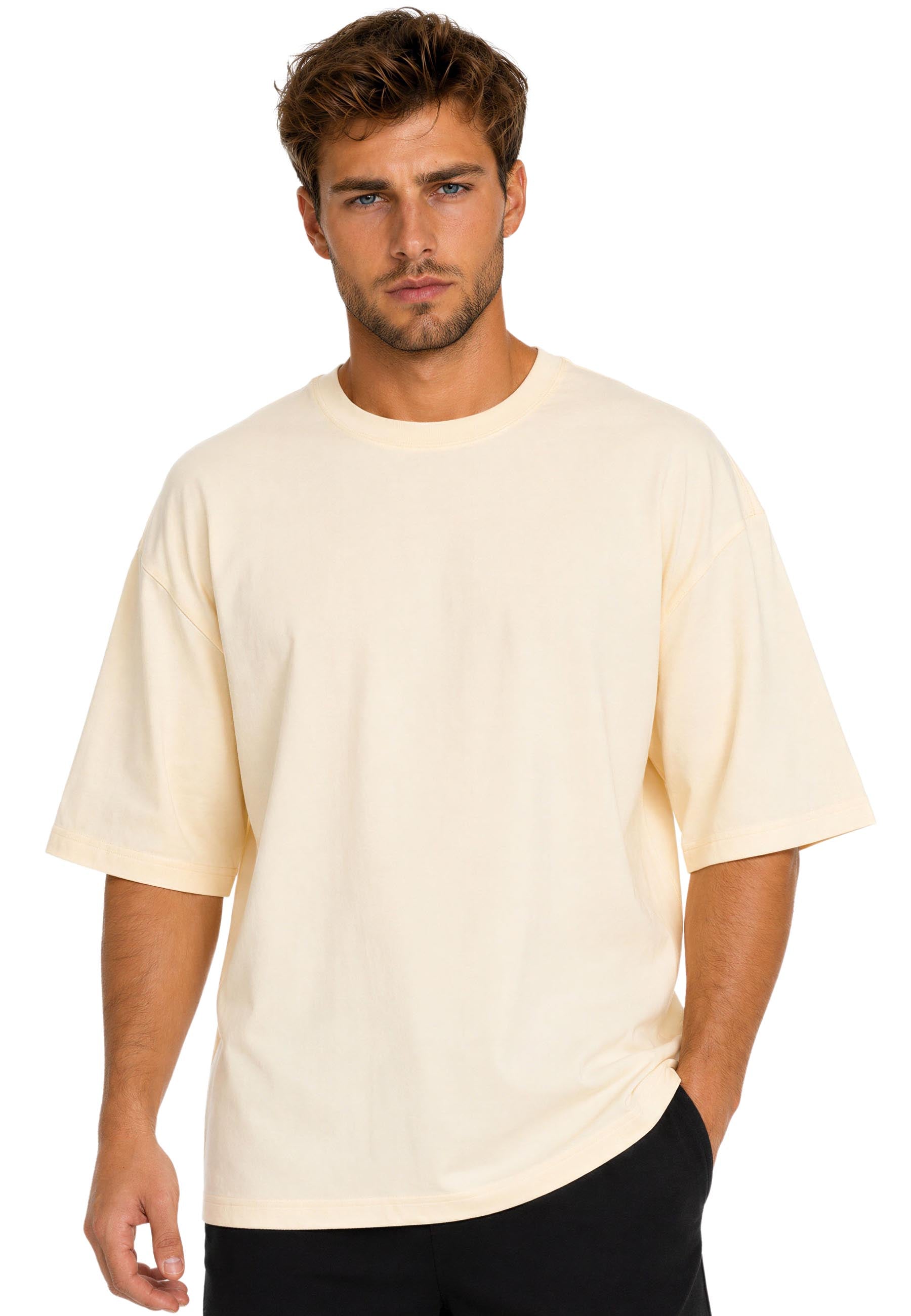 Herren Oversized T-Shirt 25RS070 Beige - mehrfarbig