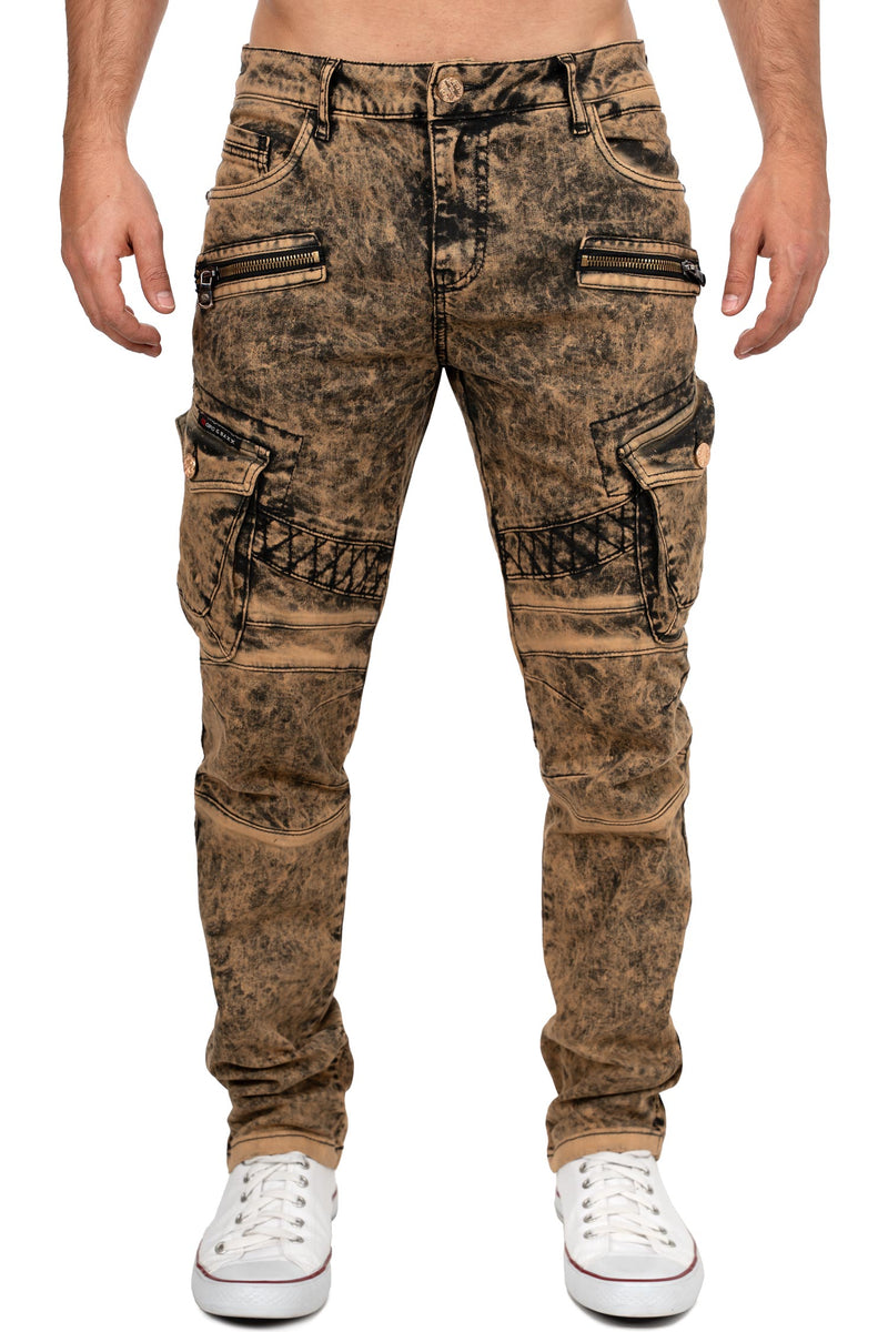 Herren Straight Fit Jeans Stonewashed in Brown – Cipo & Baxx