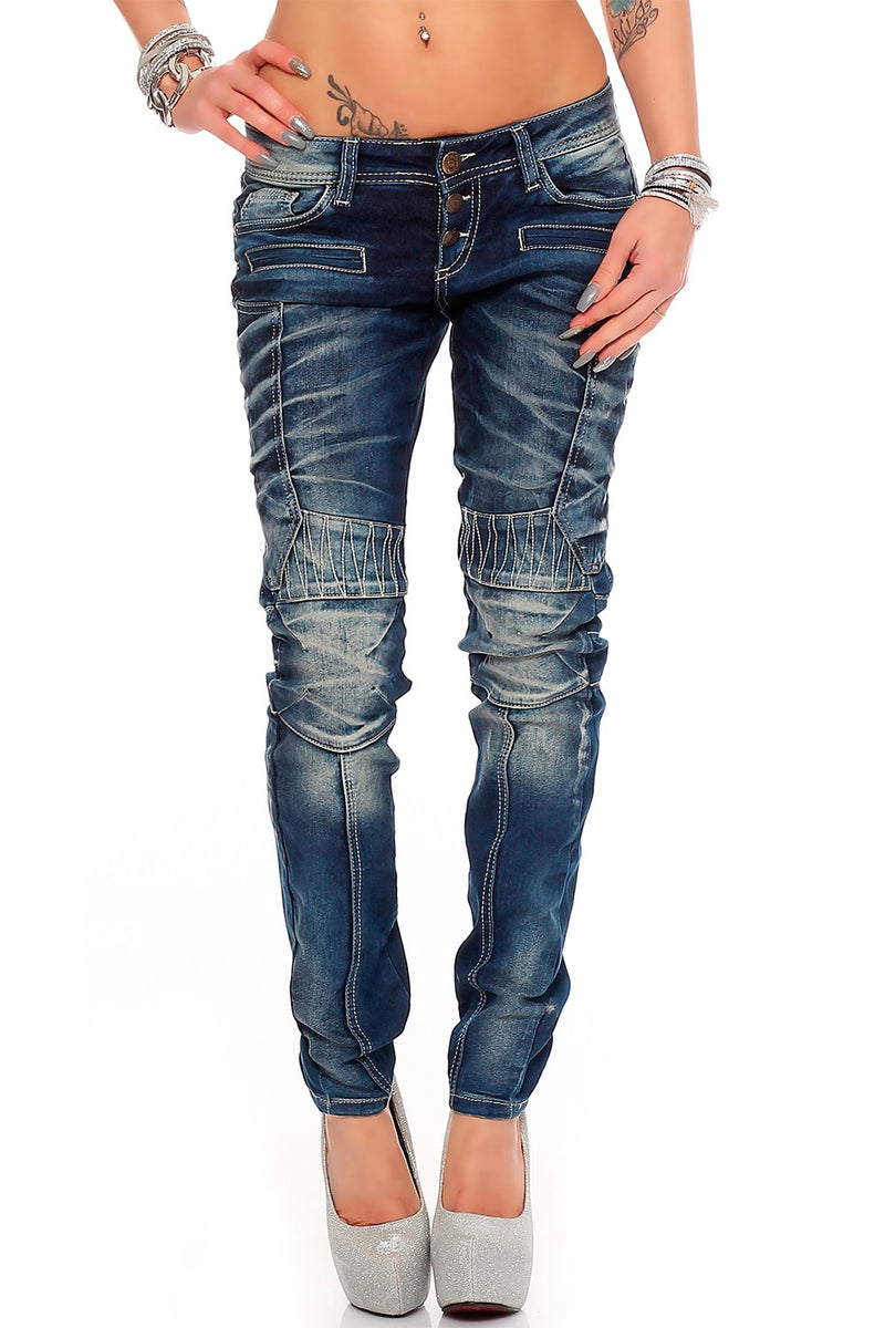 Damen Slim Fit Jeans Stonewashed in Blue – Cipo & Baxx