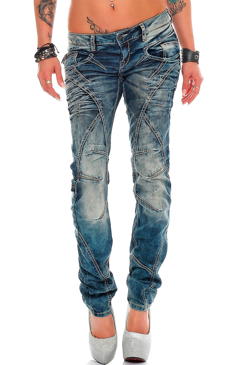 Damen Slim Fit Jeans Stonewashed in Blue – Cipo & Baxx