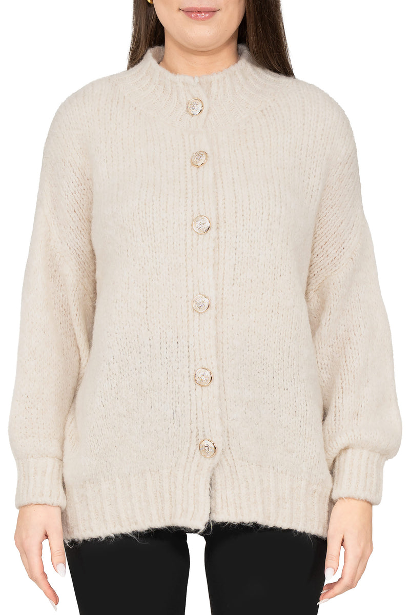 Damen Relaxed Fit Strickjacke in Beige – Reichstadt