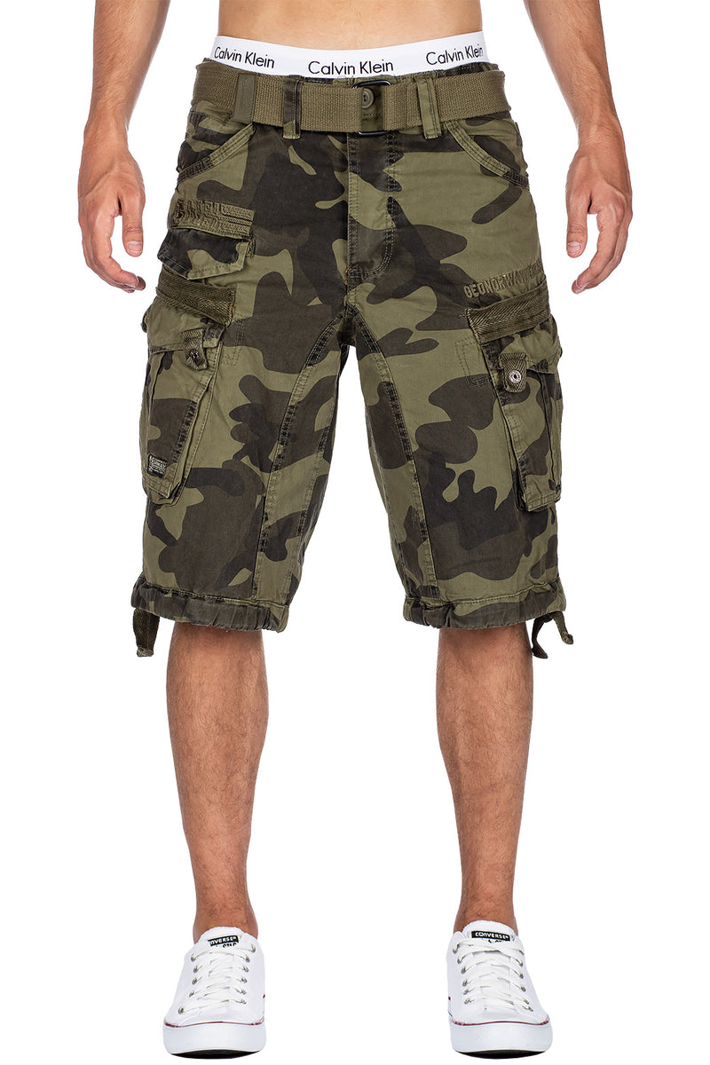 Herren Regular Fit Shorts Mid Waist panoramique camo in Khaki – Geographical Norway