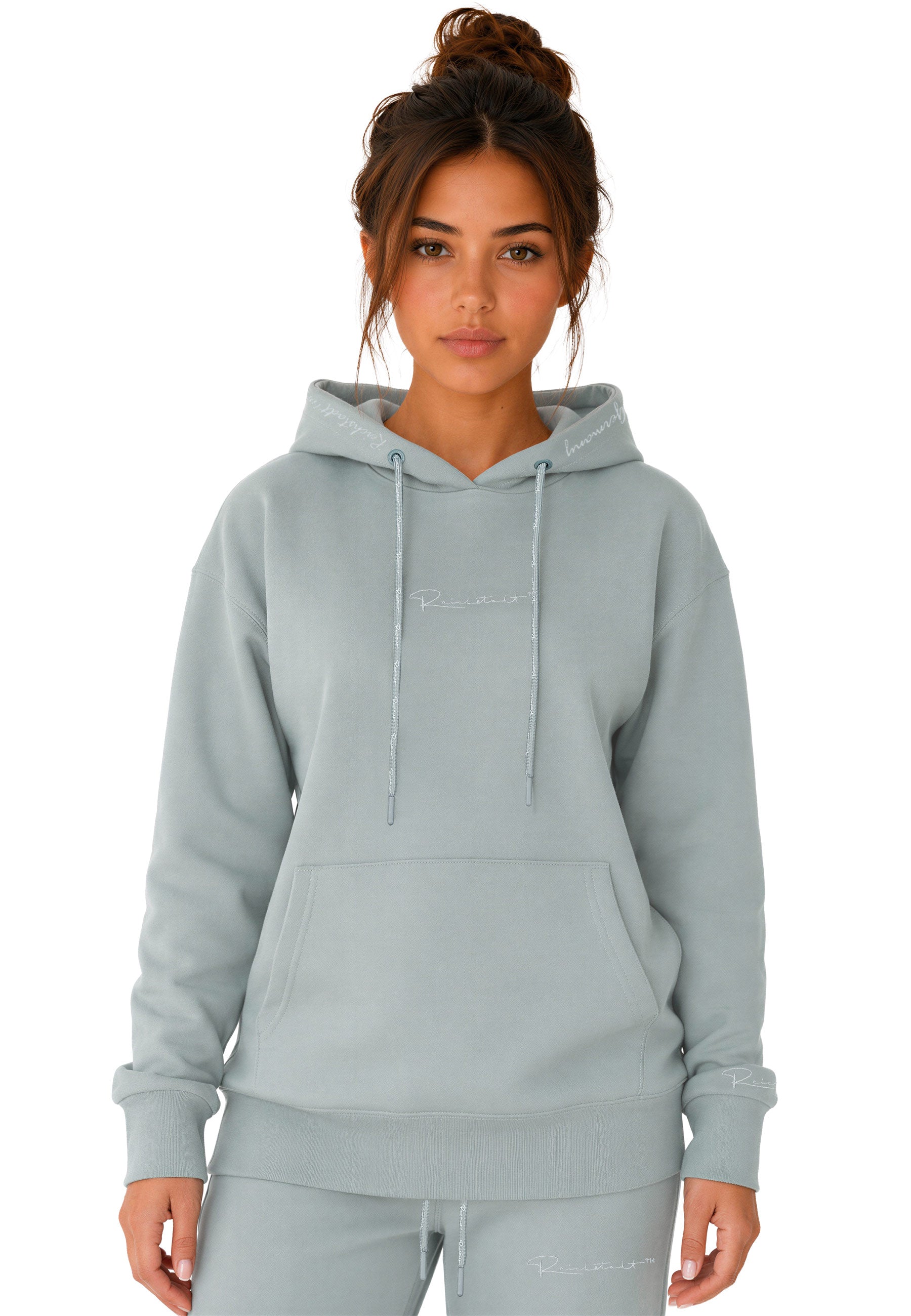 Damen Relaxed Fit Hoodie Marken-Stick in Grey – Reichstadt