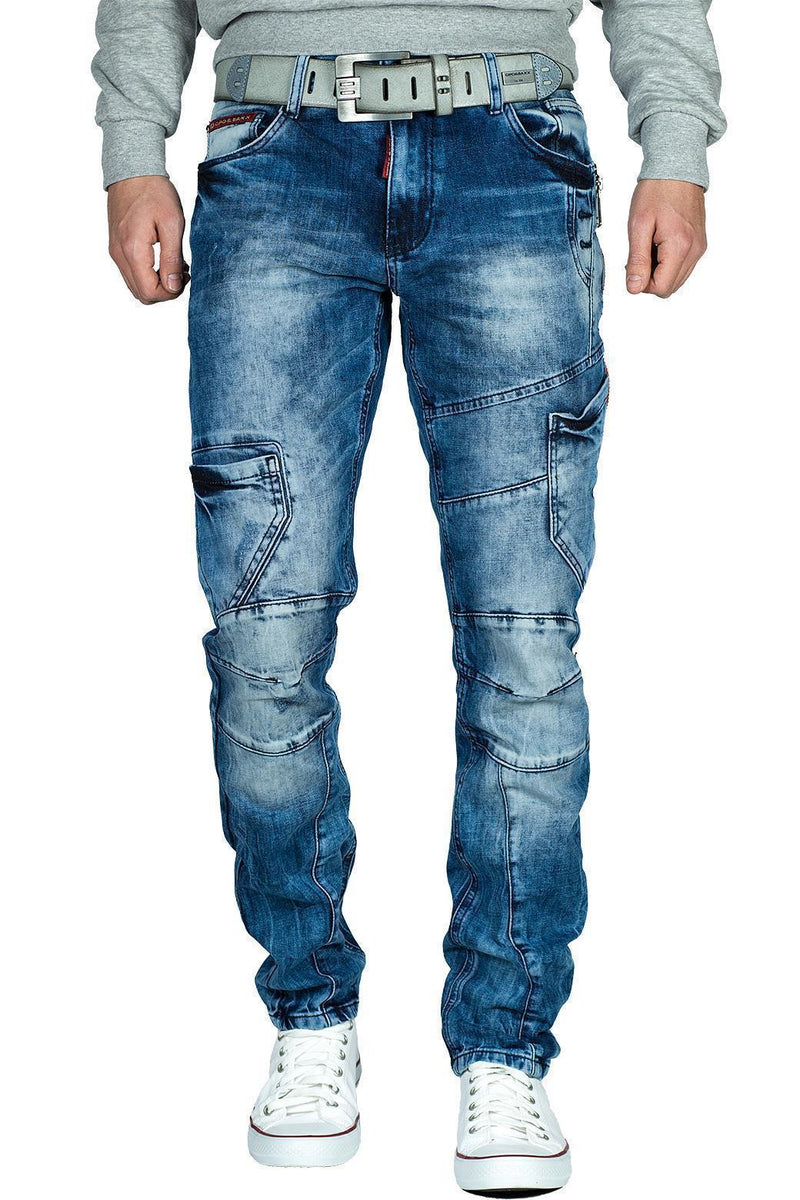 Herren Slim Fit Jeans Stonewashed in Blue – Cipo & Baxx