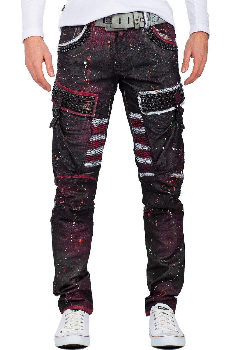 Herren Straight Fit Jeans Mid Waist in Bordeaux – Cipo & Baxx