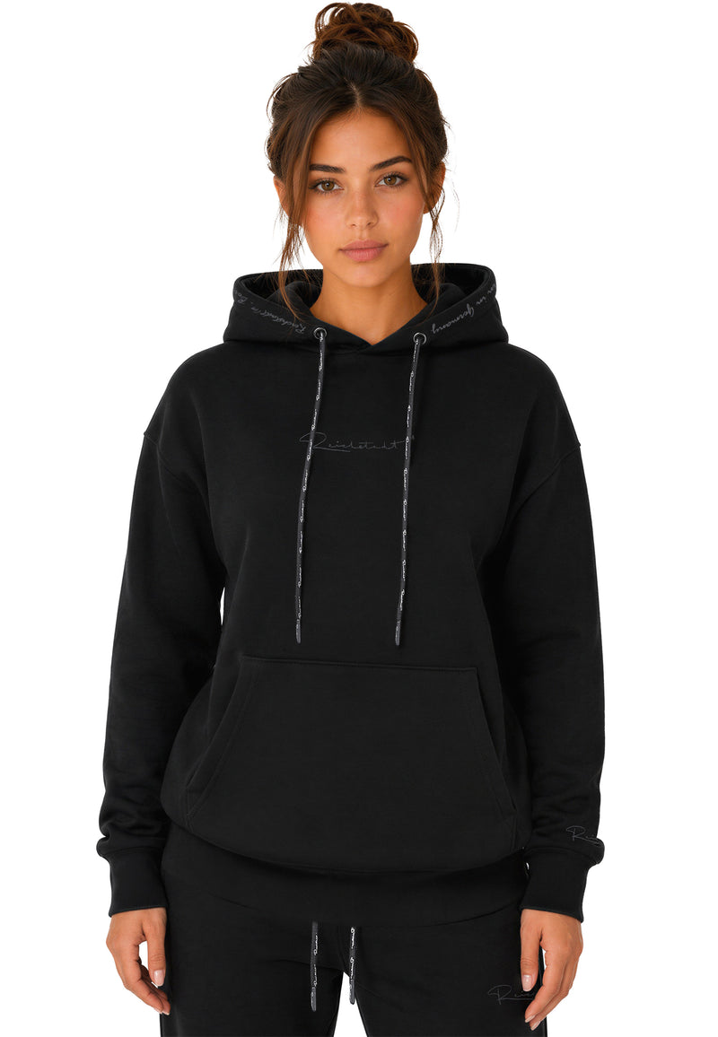 Damen Relaxed Fit Hoodie Marken-Stick 23RSW038 - Black