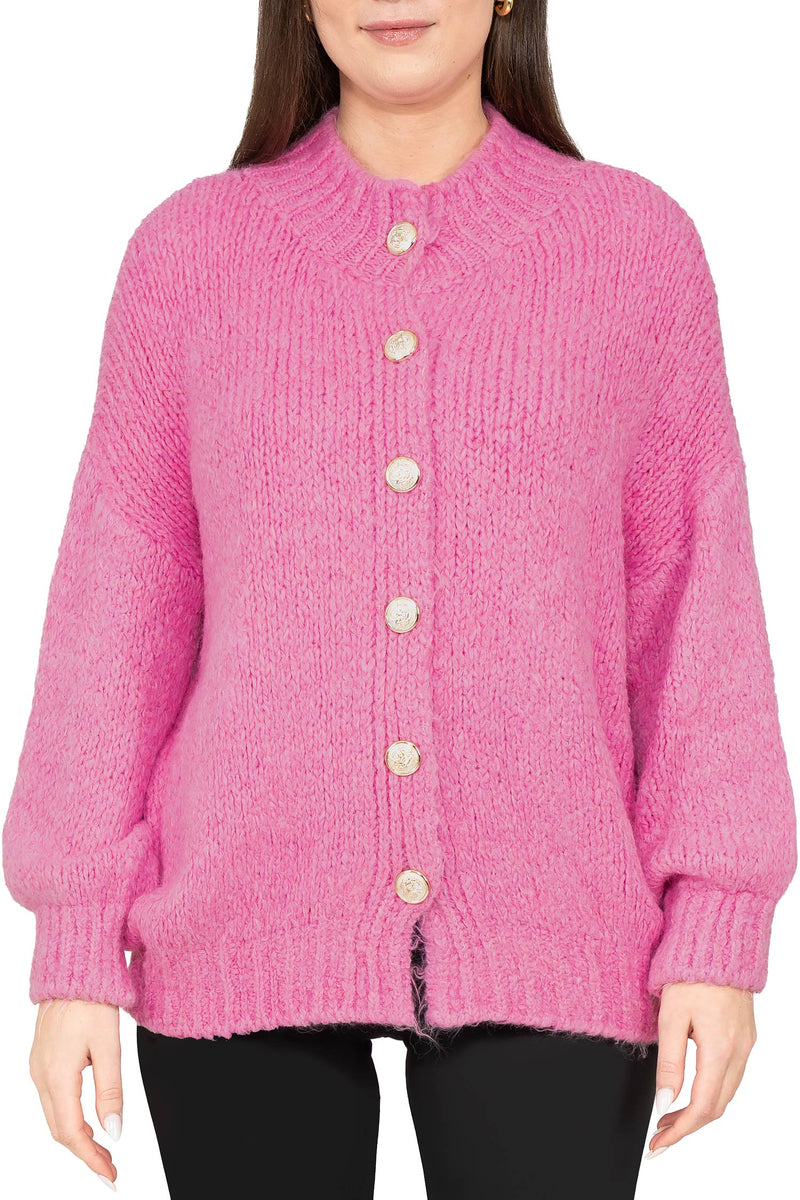 Damen Relaxed Fit Strickjacke in Pink – Reichstadt
