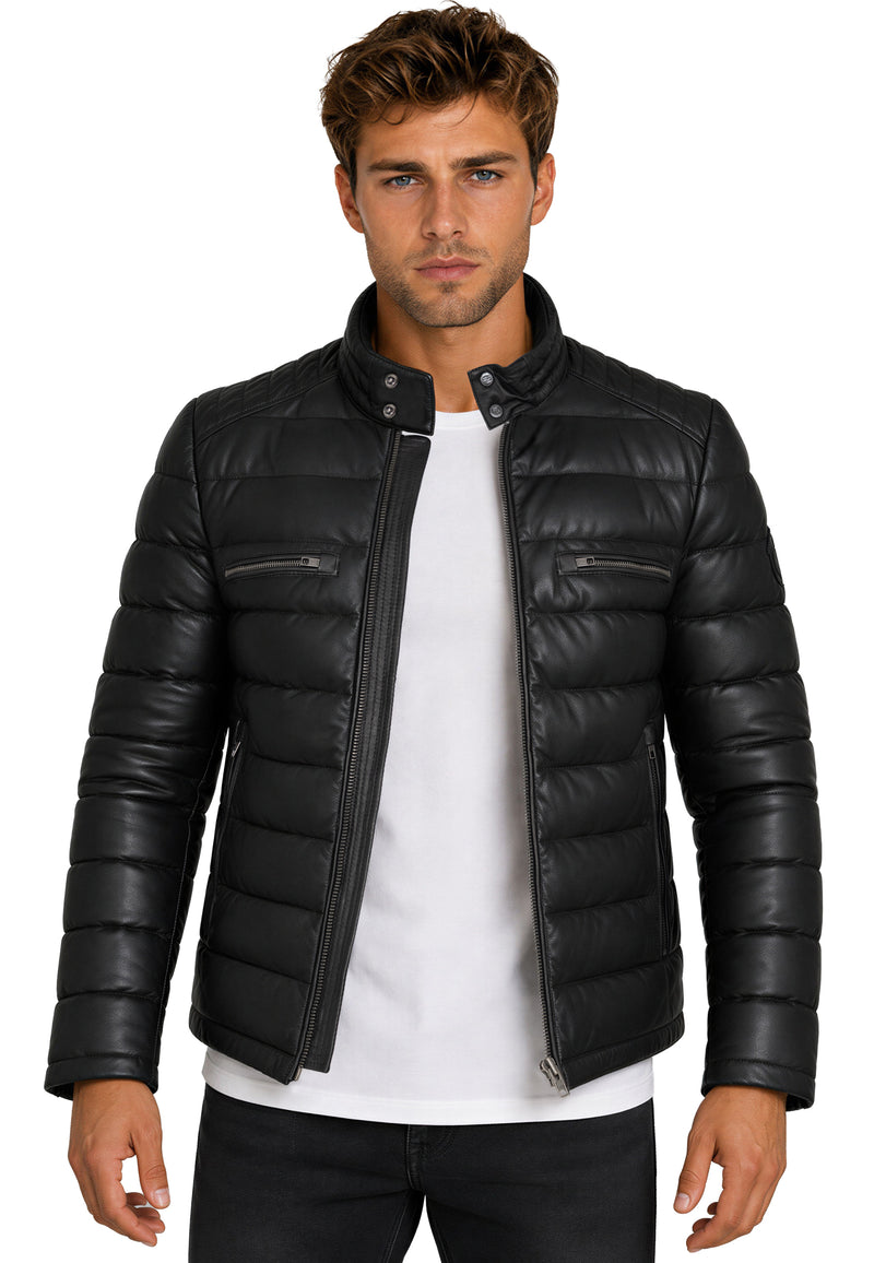 Herren Regular Fit Jacke Echtleder 19RS016 - Black