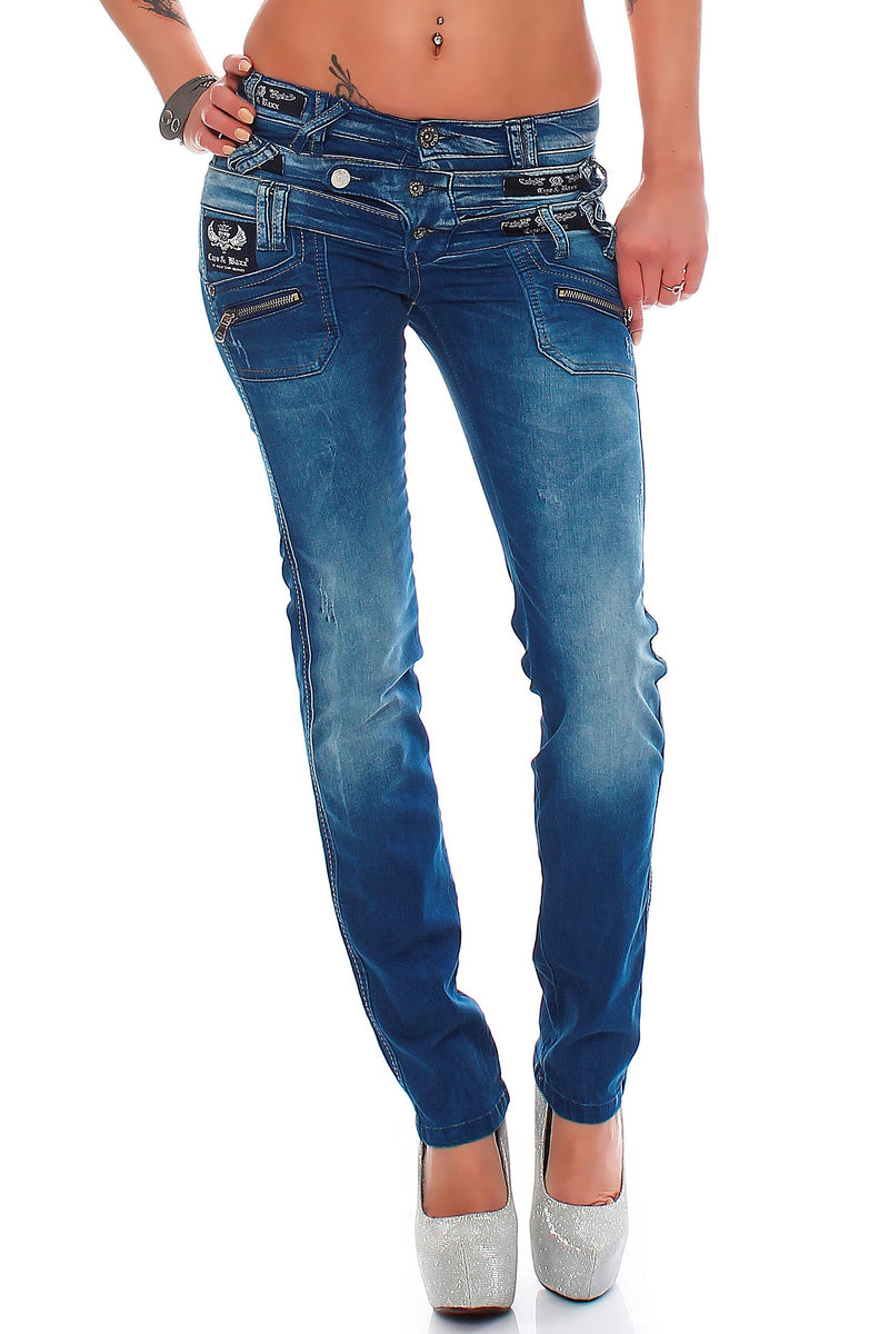 Damen Straight Fit Jeans Stonewashed in Blue – Cipo & Baxx