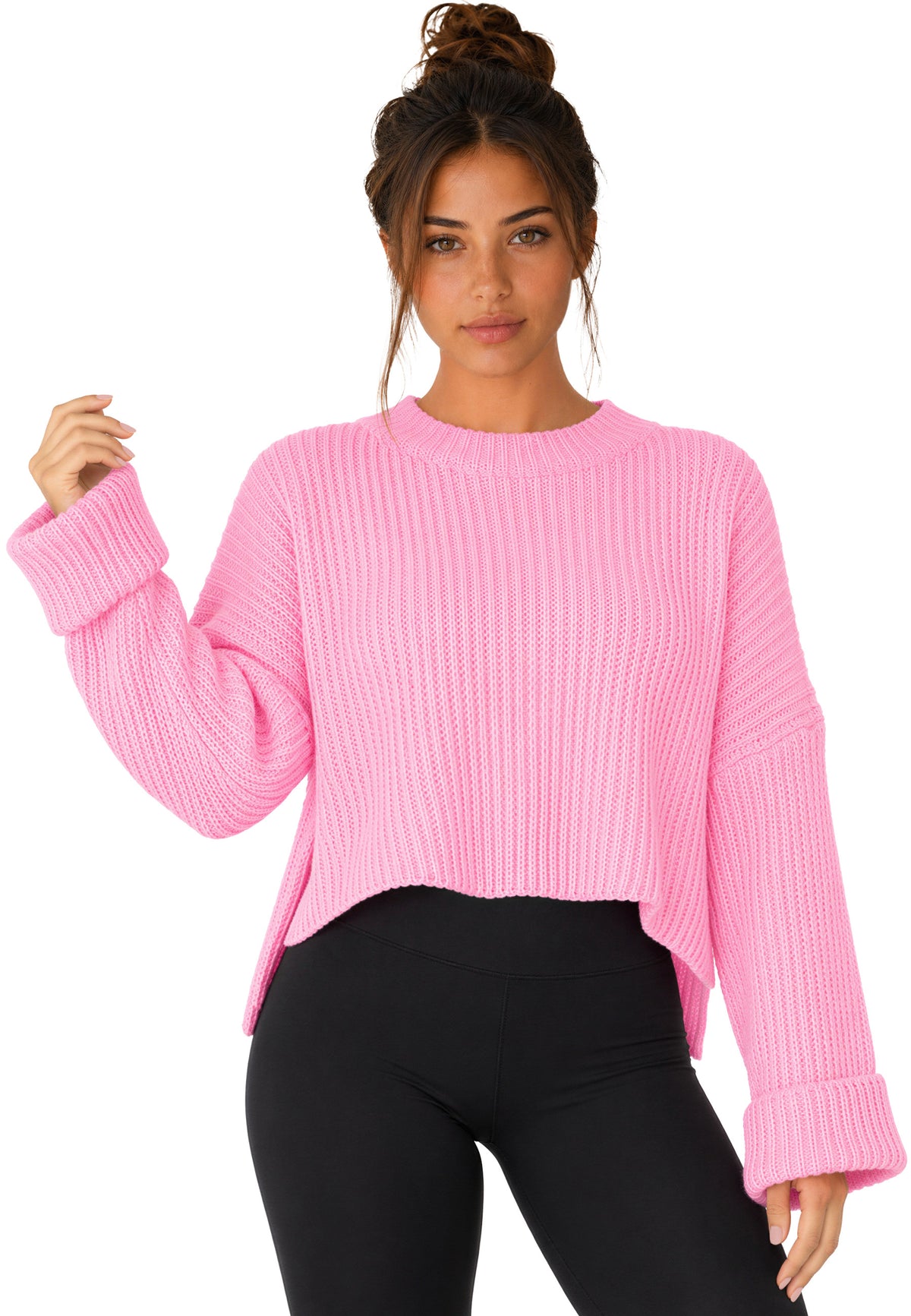 Damen Relaxed Fit Strickpullover 25RSW093 - Baby Rosa
