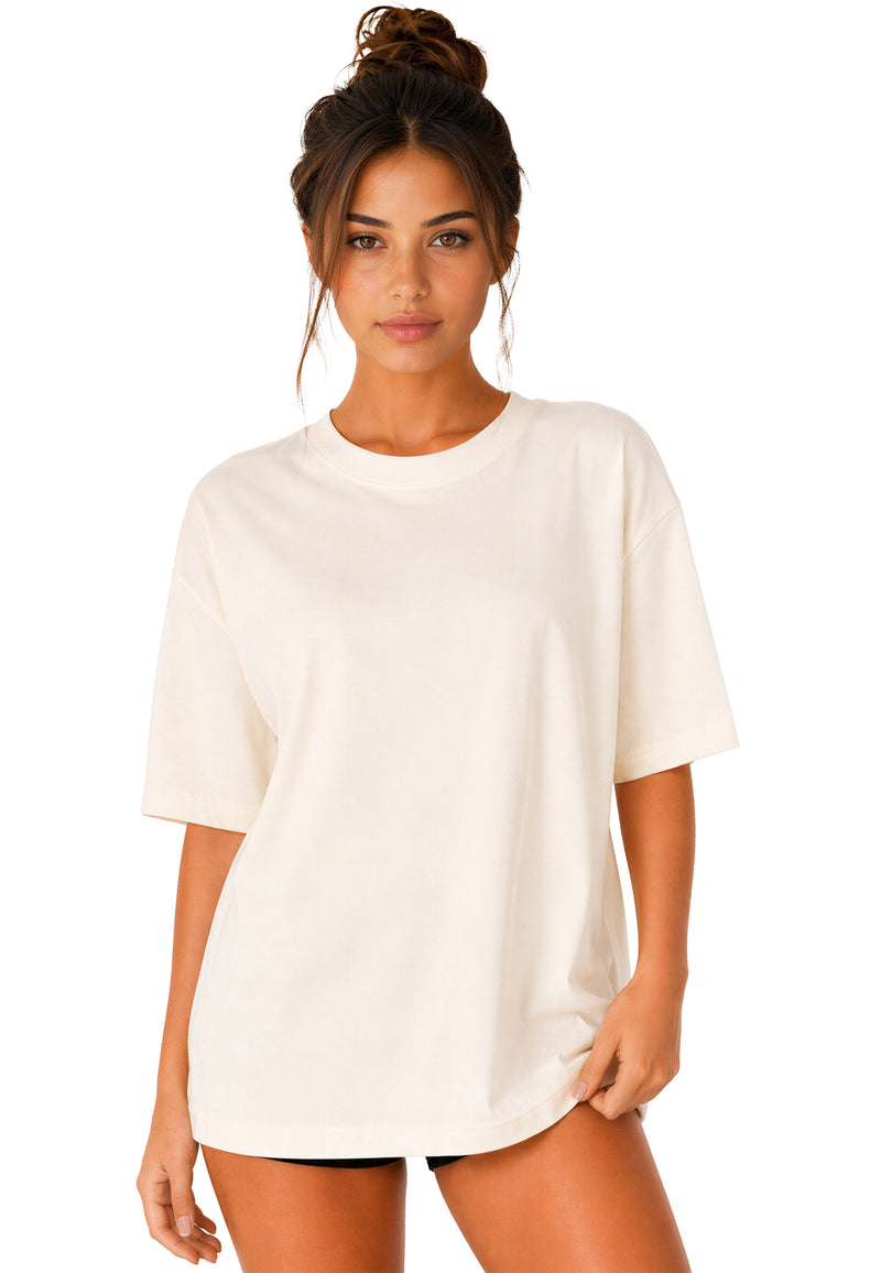 Damen Oversized Oversized T-Shirt 25RSW070 - Beige