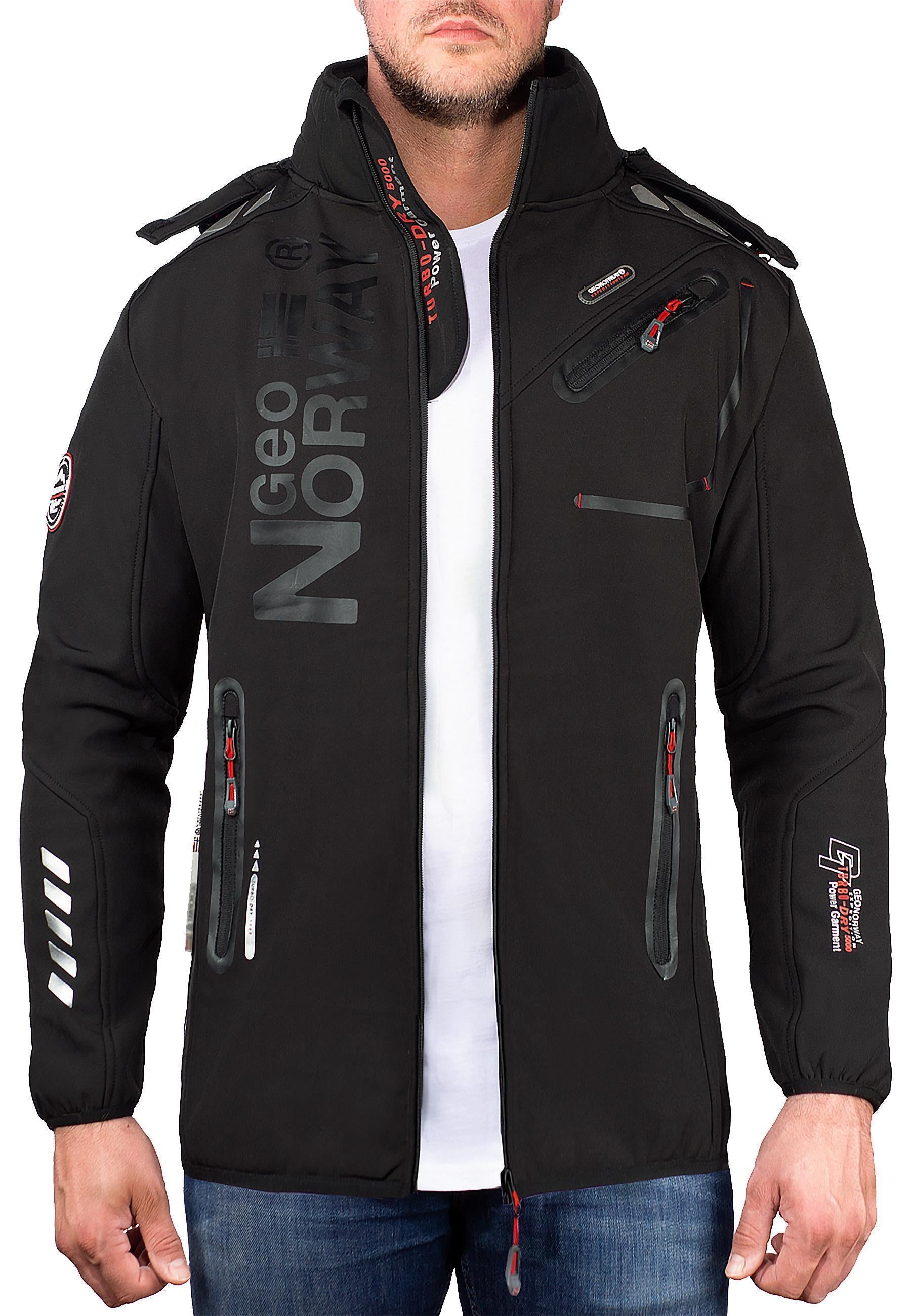 Herren Regular Fit Softshelljacke royaute in Black/Black – Geo Norway