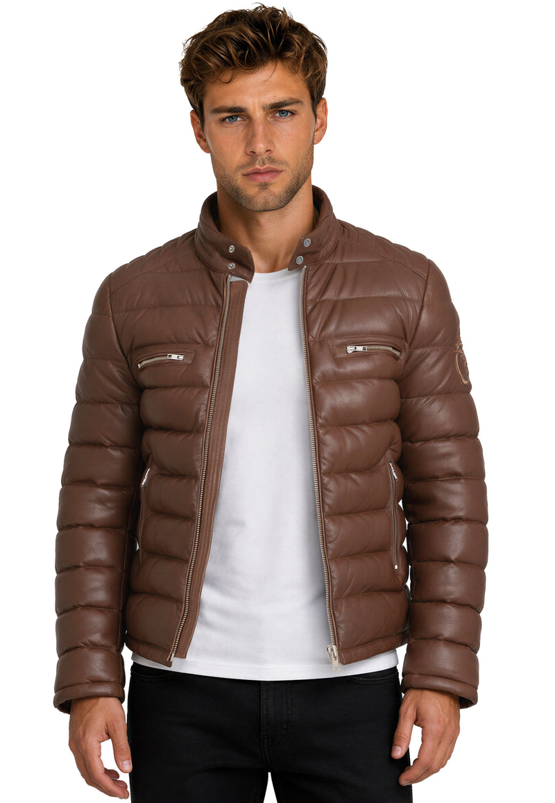 Herren Regular Fit Jacke Echtleder 19RS016 - Cognac