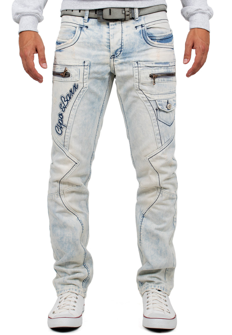 Herren Regular Fit Jeans Stonewashed in Blue – Cipo & Baxx