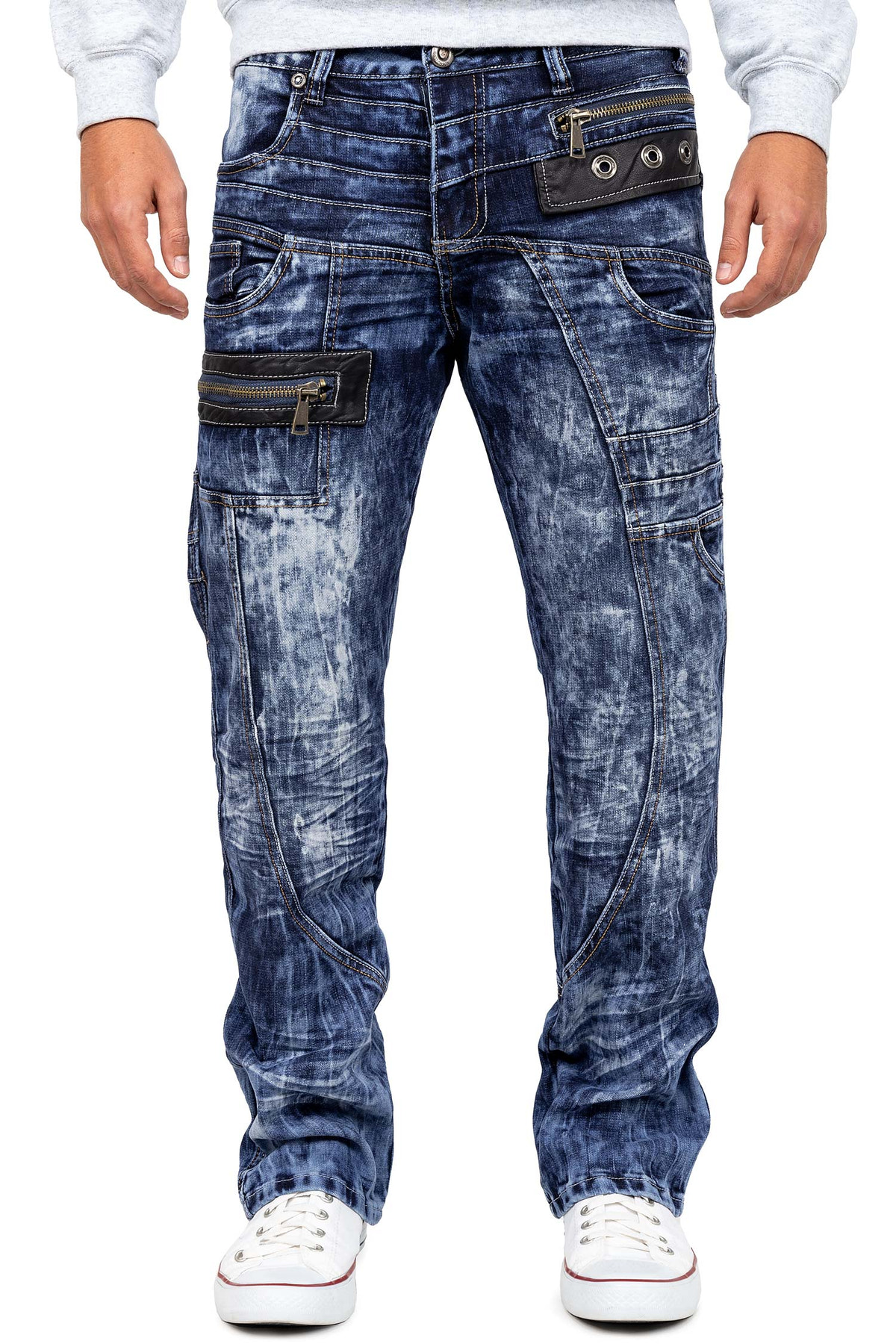Herren Regular Fit Jeans Stonewashed in Blue – Kosmo Lupo