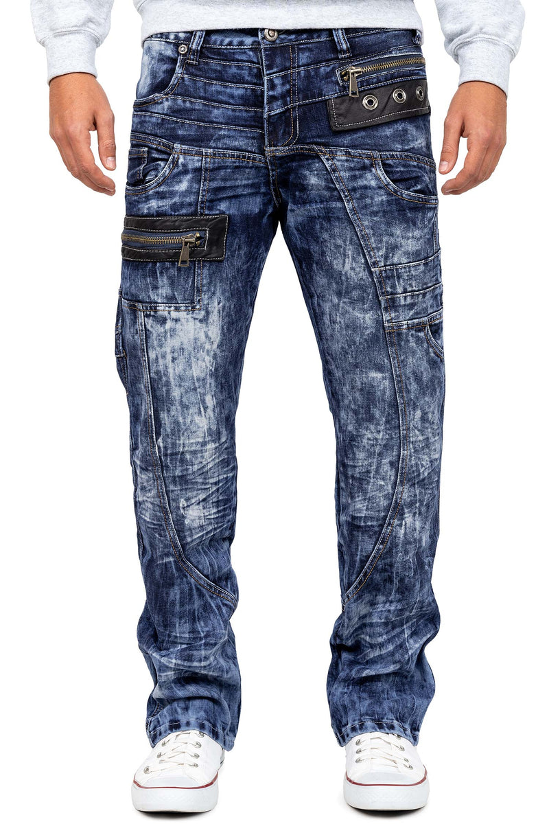 Herren Regular Fit Jeans Stonewashed KM012 - Blue