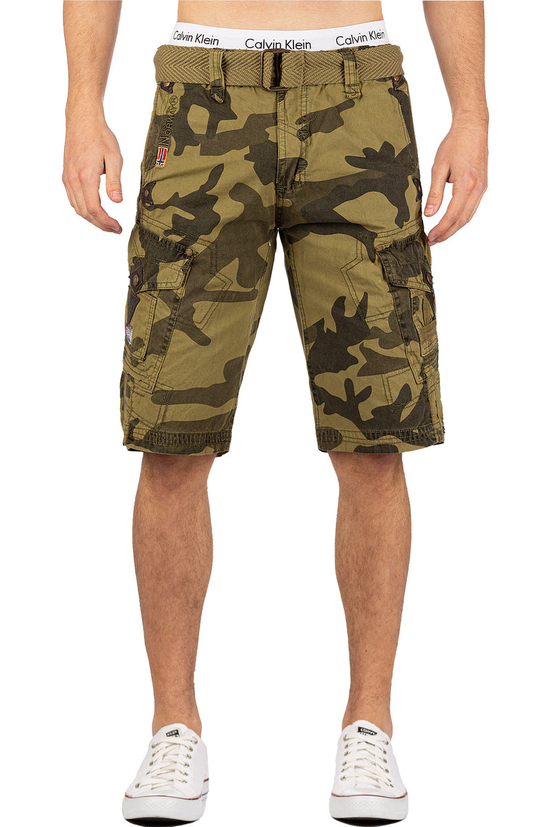 Herren Regular Fit Shorts Mid Waist peanut in Camo_Mastic – Geographical Norway