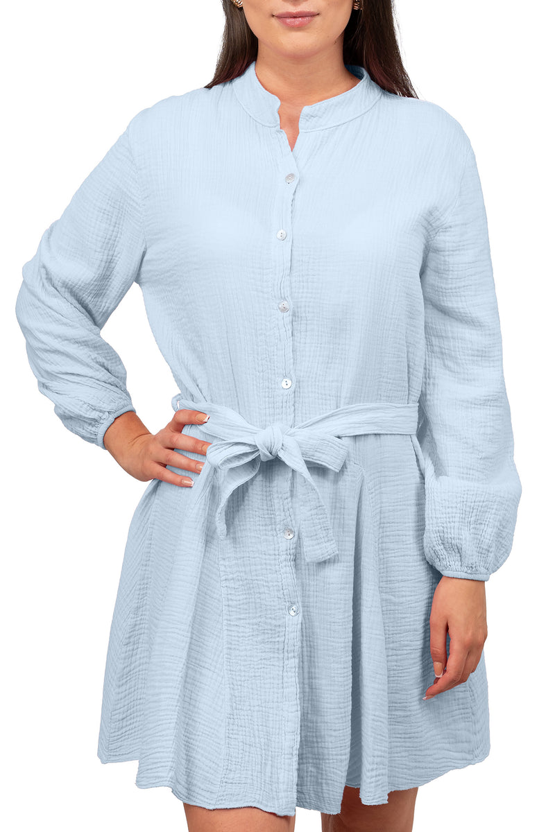 Damen Oversized Sommerkleid Musselin in Baby Blue – Reichstadt