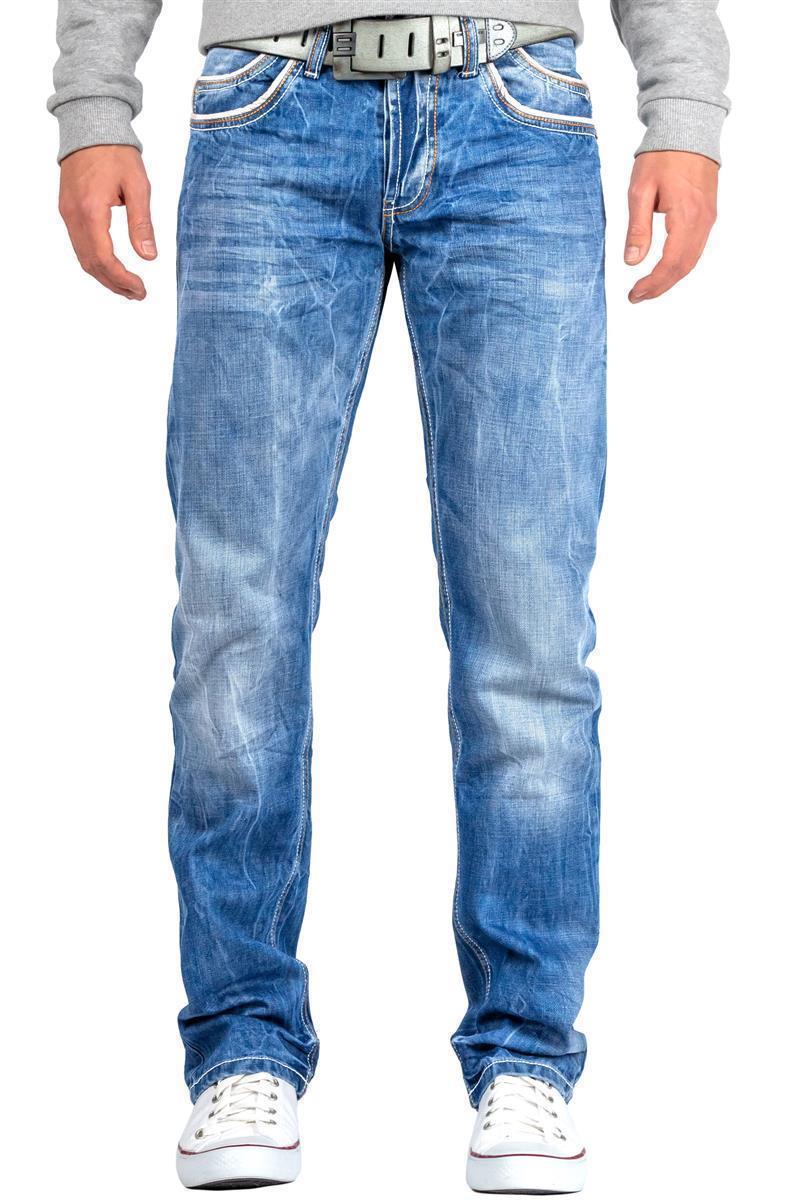 Herren Regular Fit Jeans Stonewashed in Blue – Cipo & Baxx