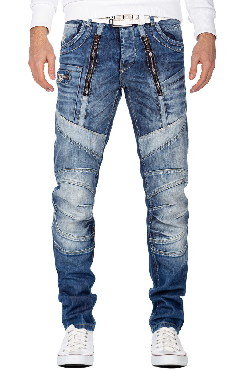 Herren Regular Fit Jeans Stonewashed in Blue – Cipo & Baxx