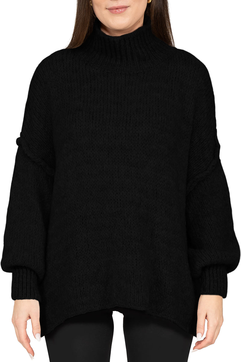 Damen Relaxed Fit Strickpullover in Black – Reichstadt