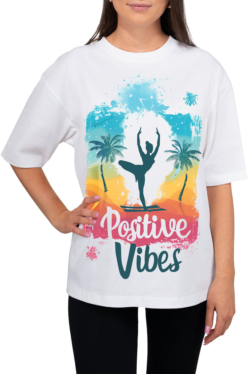 Damen Oversized T-Shirt mit Print Tropical Vibes – Reichstadt