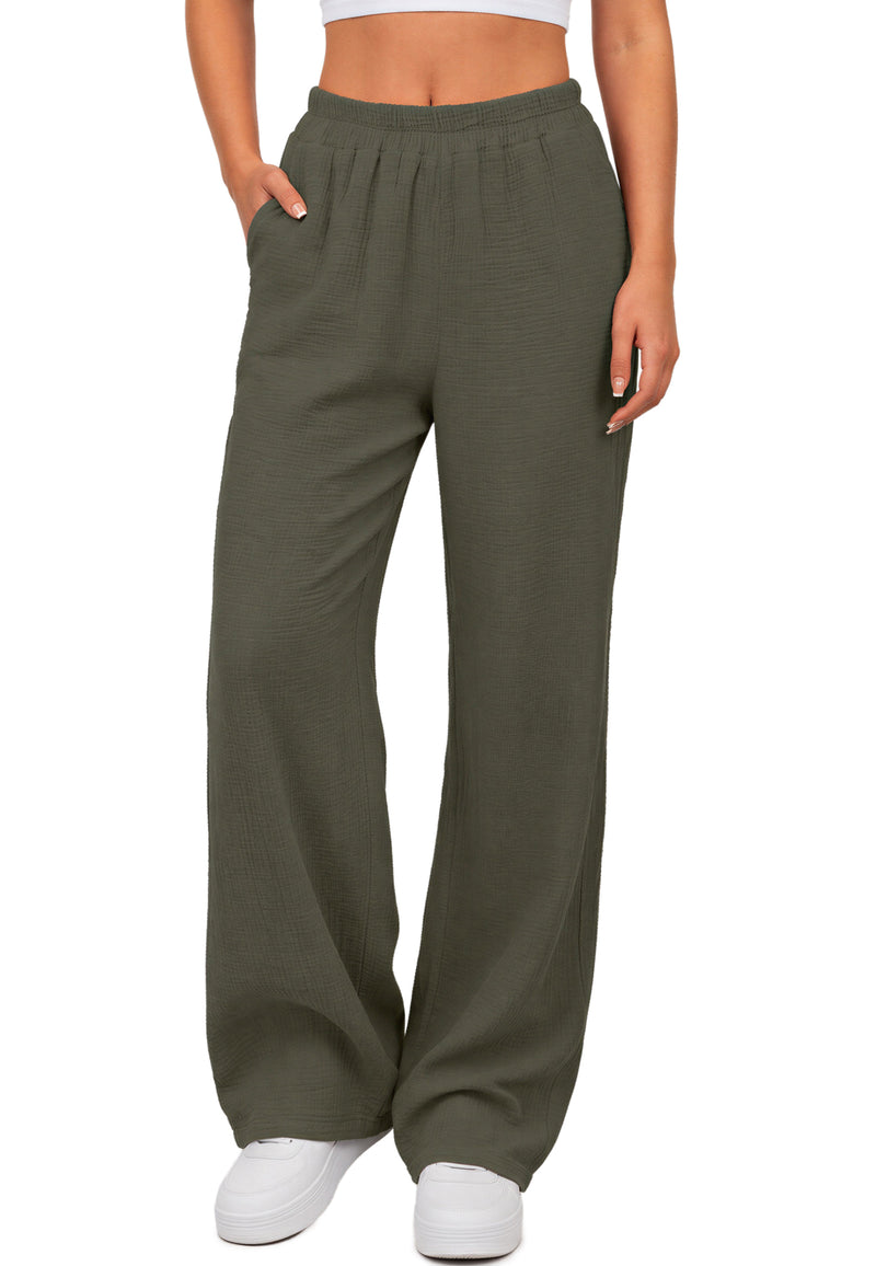 Damen Oversized Hose Musselin 25RSW082 - Khaki