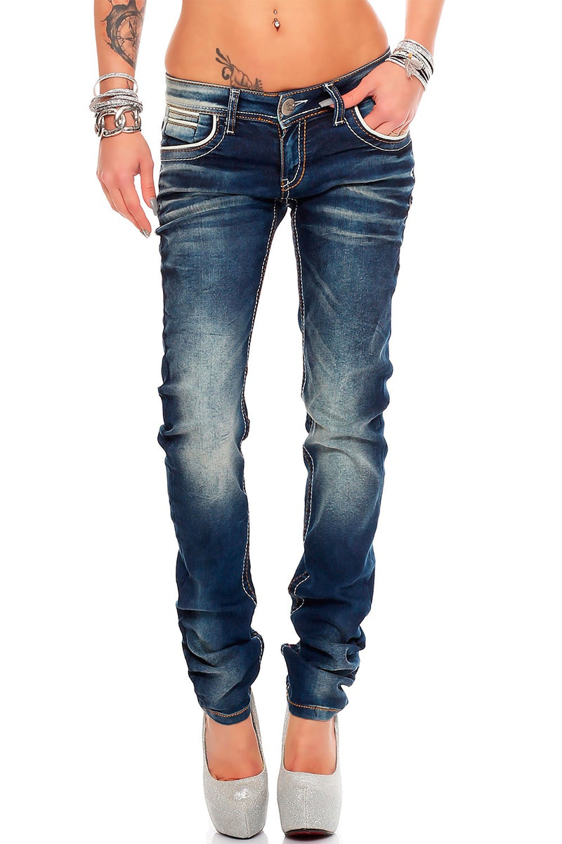 Damen Slim Fit Jeans Stonewashed in Blue – Cipo & Baxx
