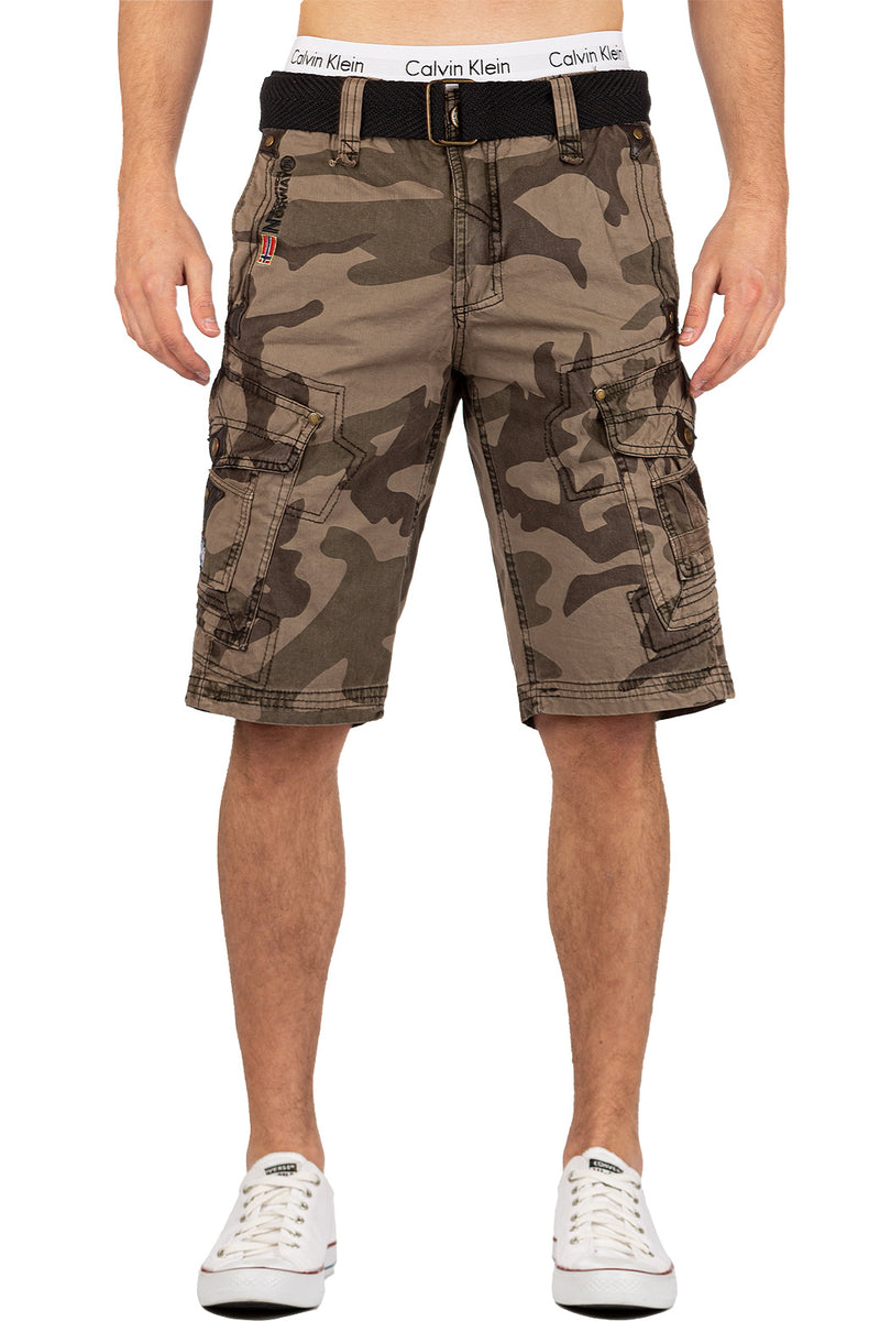 Herren Regular Fit Shorts Mid Waist peanut in Camo_Black – Geographical Norway