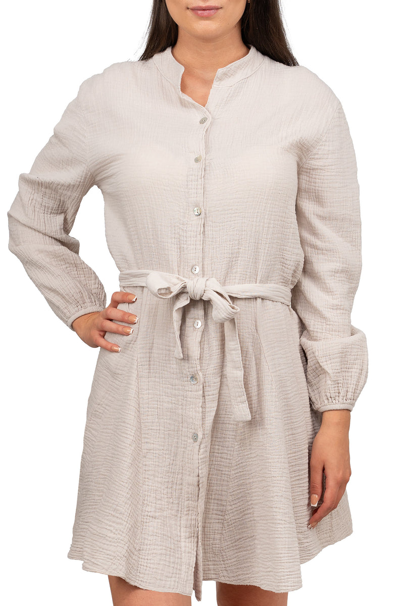 Damen Oversized Sommerkleid Musselin in Beige – Reichstadt
