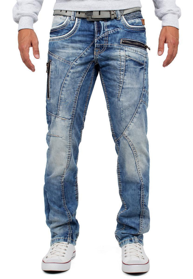 Herren Regular Fit Jeans Stonewashed in Blue – Cipo & Baxx