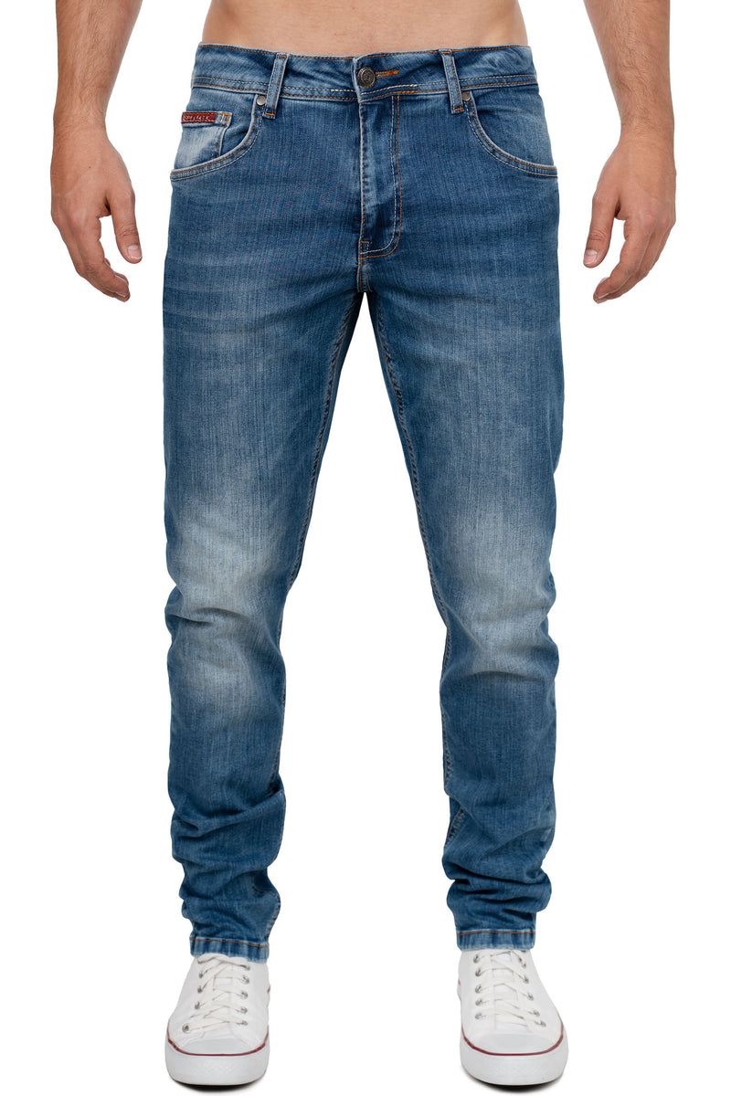 Herren Slim Fit Jeans Stonewashed in Blue – Cipo & Baxx