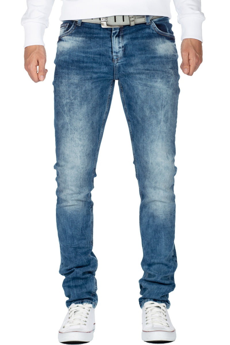 Herren Slim Fit Jeans Stonewashed in Blue – Cipo & Baxx