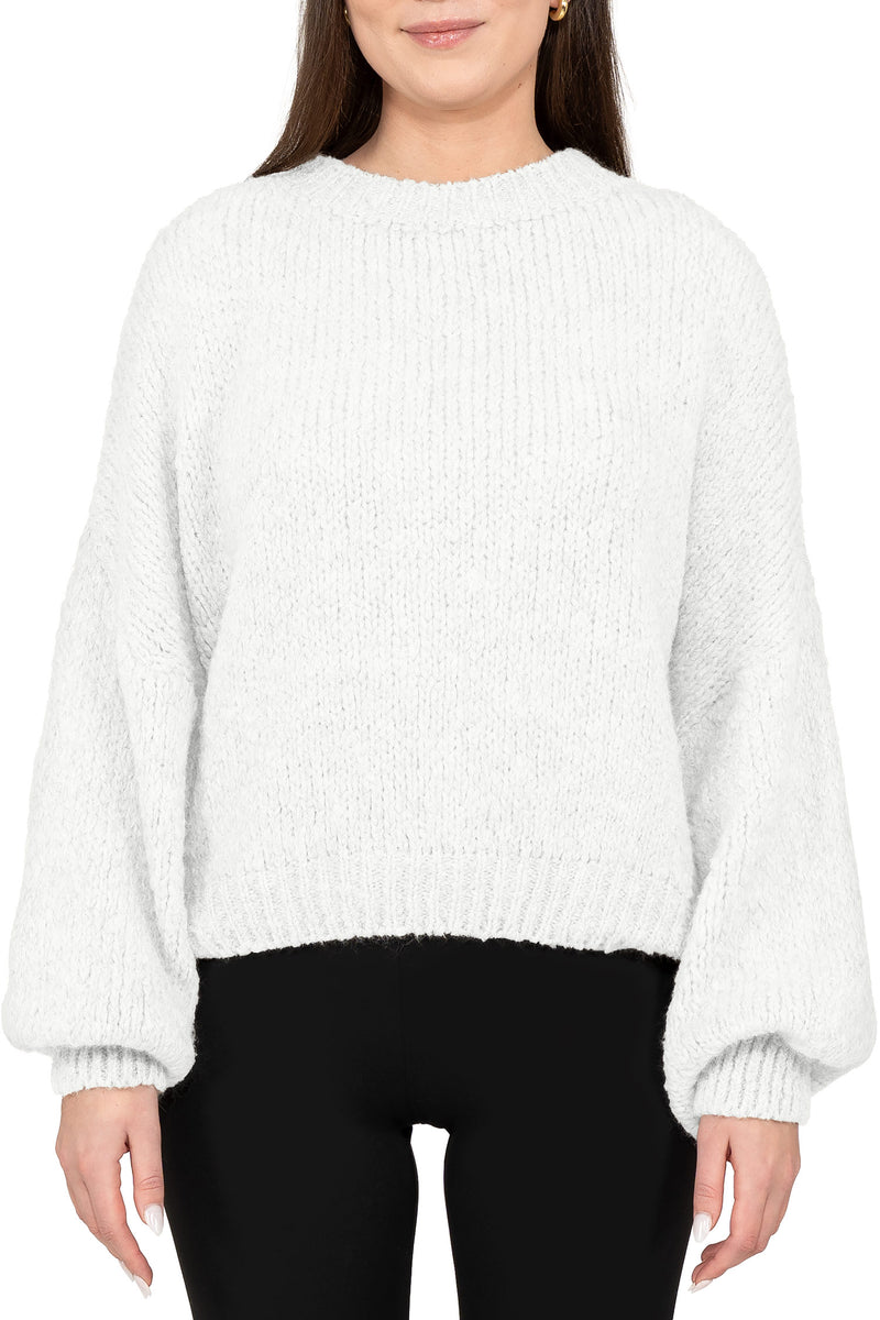Damen Relaxed Fit Strickpullover in White – Reichstadt
