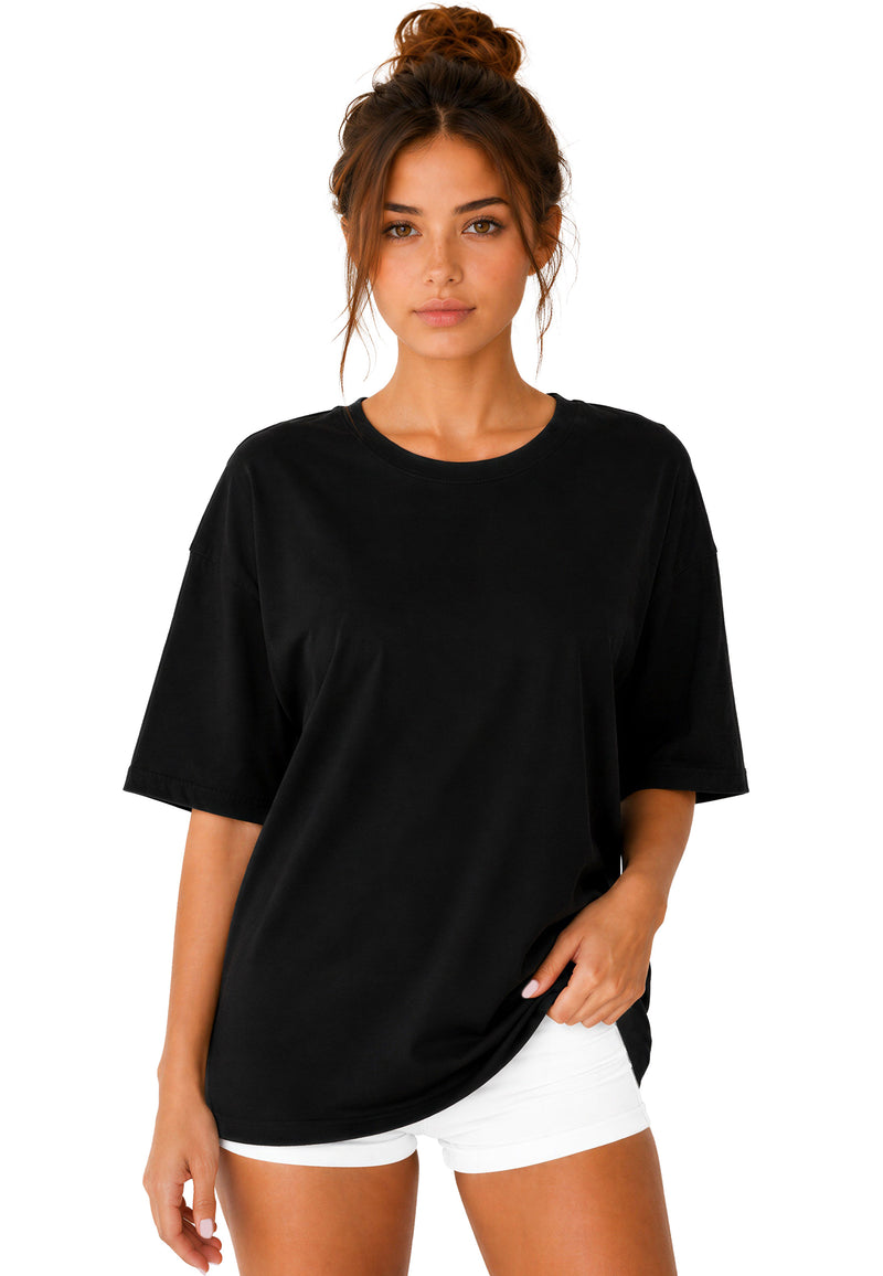 Damen Regular Fit T-Shirt Shoulder Drop 25RSW071 - Black