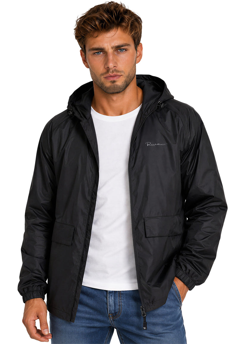 Herren Relaxed Fit Allwetter Windbreaker in Black – Reichstadt