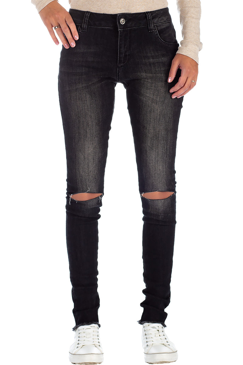Damen Slim Fit Jeans Stonewashed in Black – Cipo & Baxx