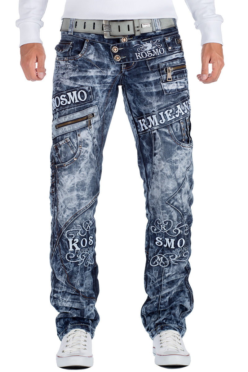 Herren Regular Fit Jeans Stonewashed in Blue – Kosmo Lupo