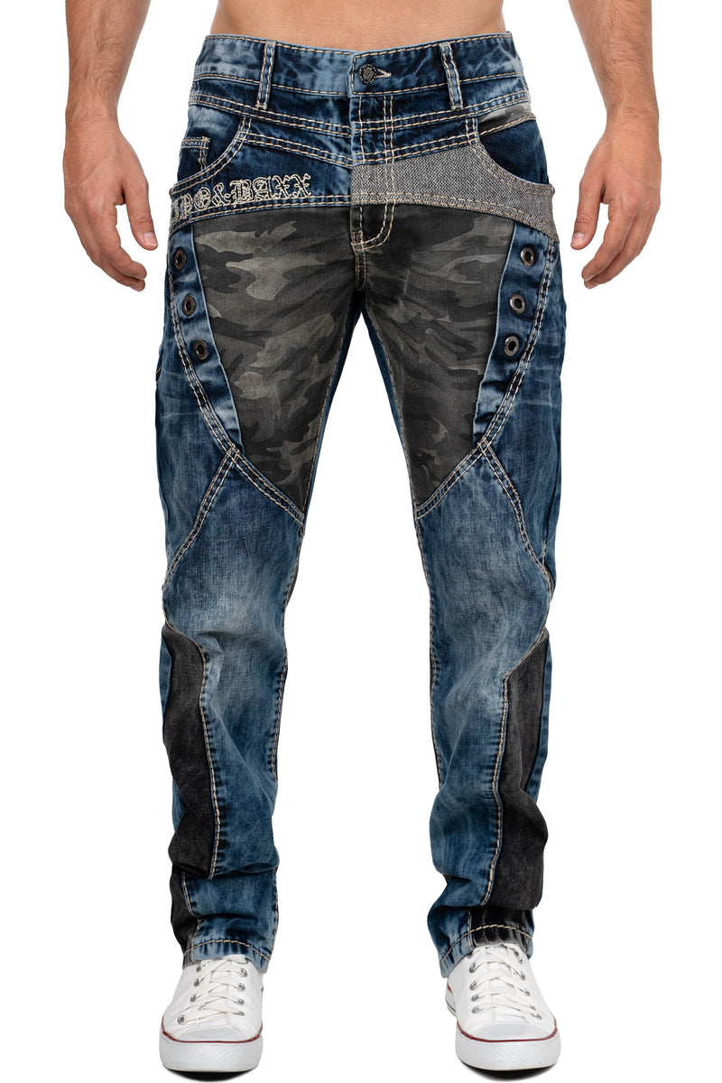 Herren Regular Fit Jeans Stonewashed in Blue – Cipo & Baxx