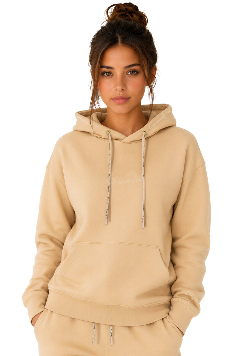 Damen Relaxed Fit Hoodie Marken-Stick in Beige – Reichstadt