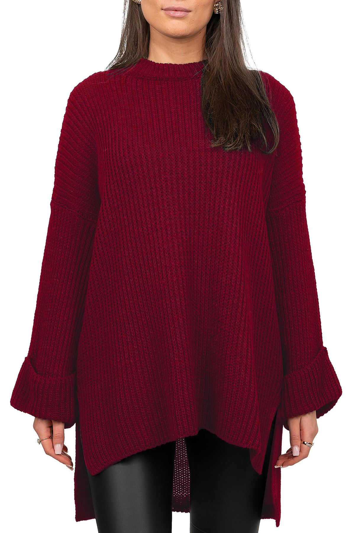 Damen Relaxed Fit Pullover in Bordeaux – Reichstadt