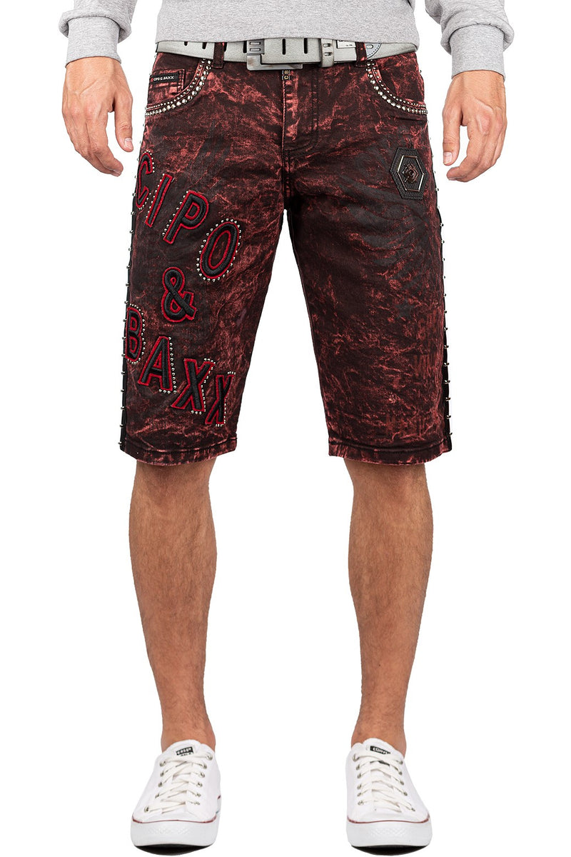 Herren Regular Fit Kurze Hose Mid Waist in Bordeaux – Cipo & Baxx