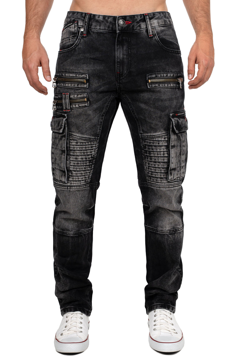 Herren Regular Fit Jeans Stonewashed CD798 - Black