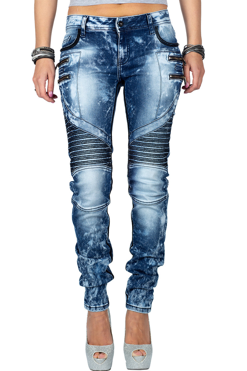 Damen Slim Fit Jeans Stonewashed in Blue – Cipo & Baxx