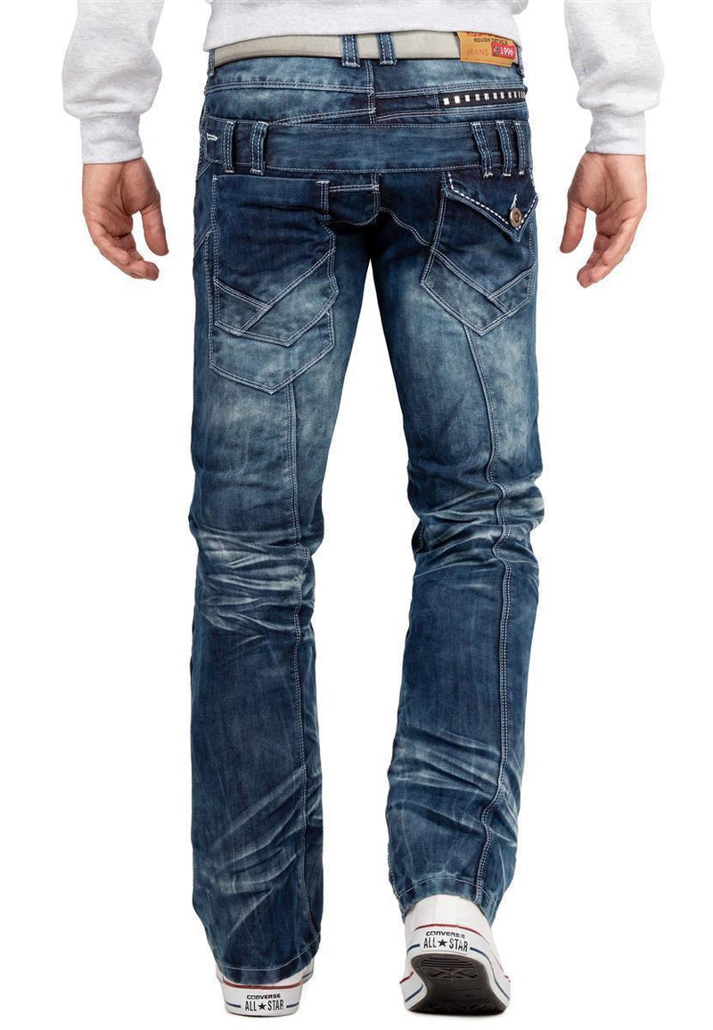 Herren Regular Fit Jeans Stonewashed KM8002 - Blue