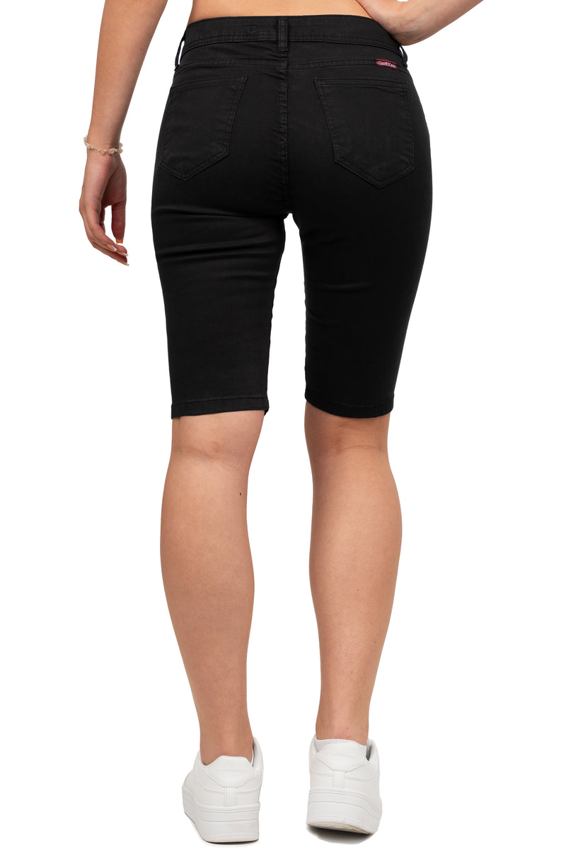 Damen Straight Fit Shorts Mid Waist WK186 - Black