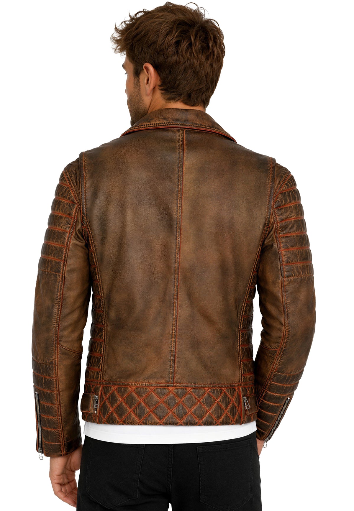 Herren Slim Fit Echtleder Jacke RS001LUX - Gold