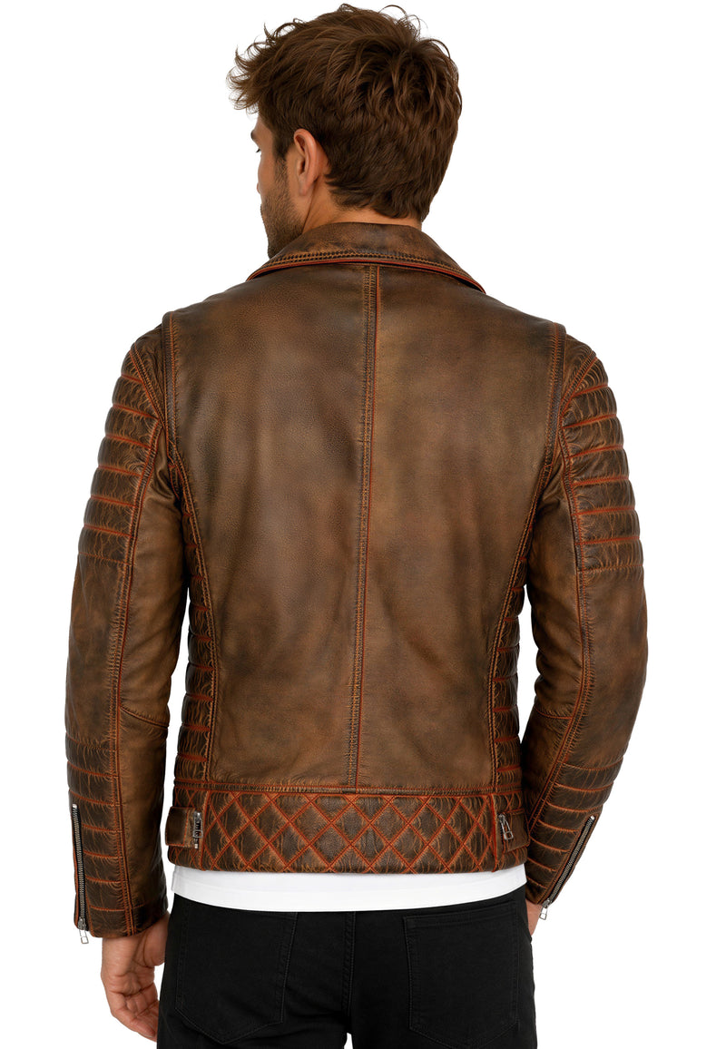 Herren Slim Fit Echtleder Jacke RS001LUX - Gold