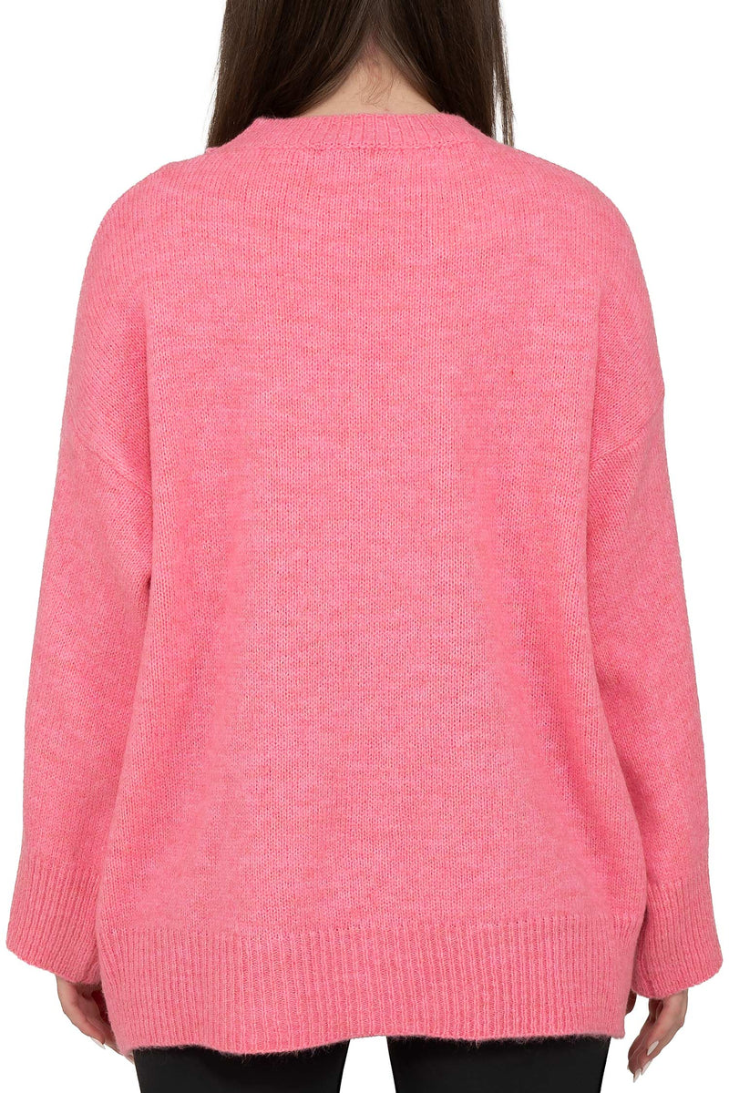 Damen Oversized Strickpullover 25RSW087 - Baby Rosa