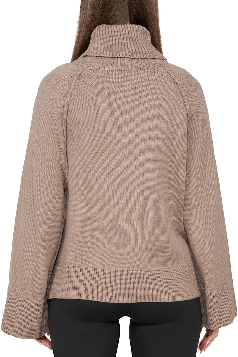 Damen Relaxed Fit Rollkragenpullover 25RSW097 - Dark Beige